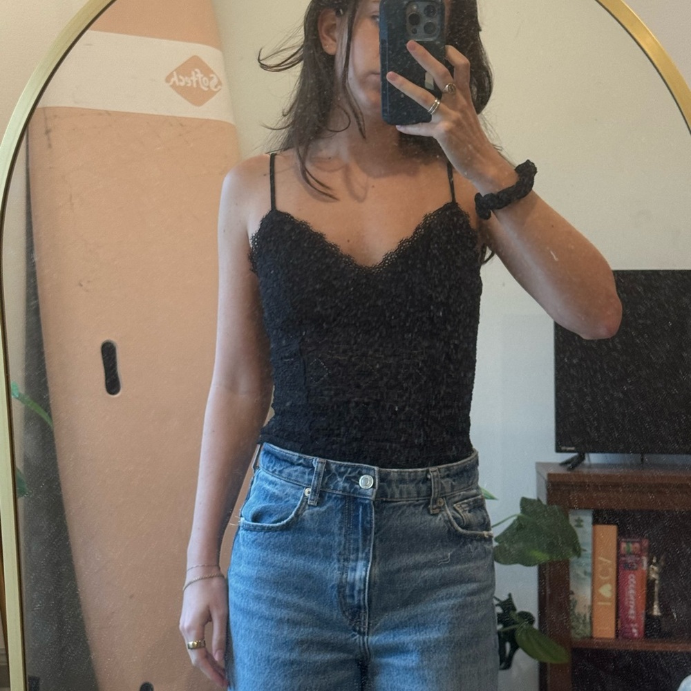 NWOT Free People Black Lace Camisole Top